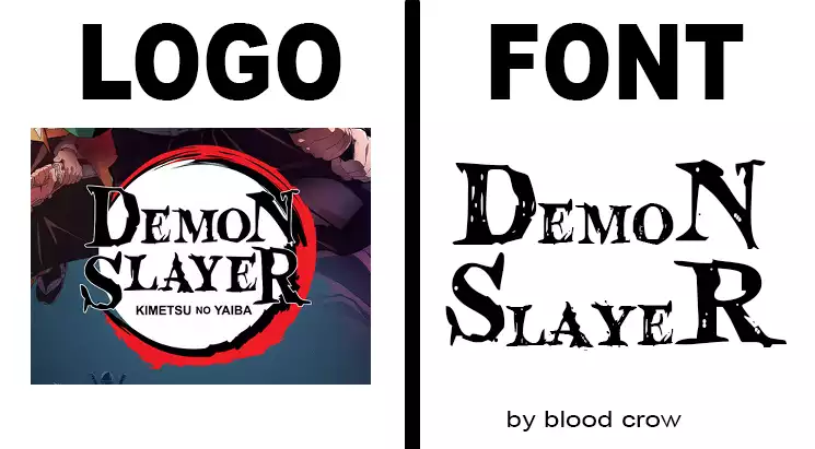Demon Slayer font vs logo