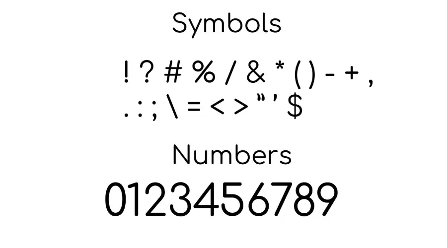 Comfortaa Font Symbols
