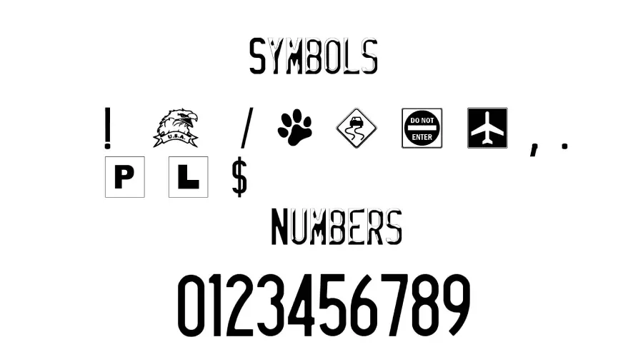 Licen Plate Font Symbols