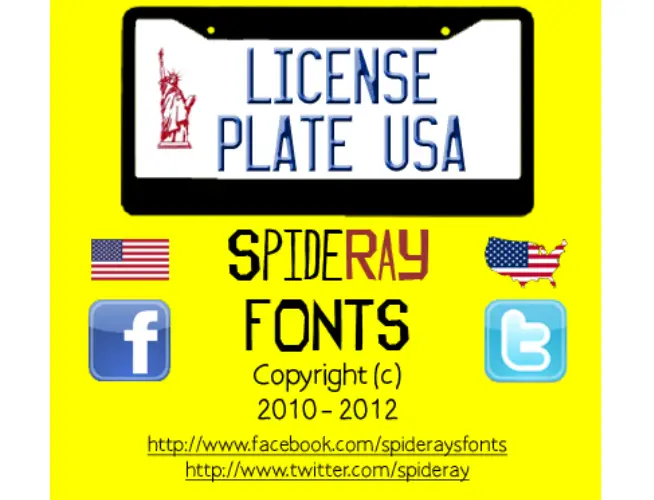 License Plate USA Font View