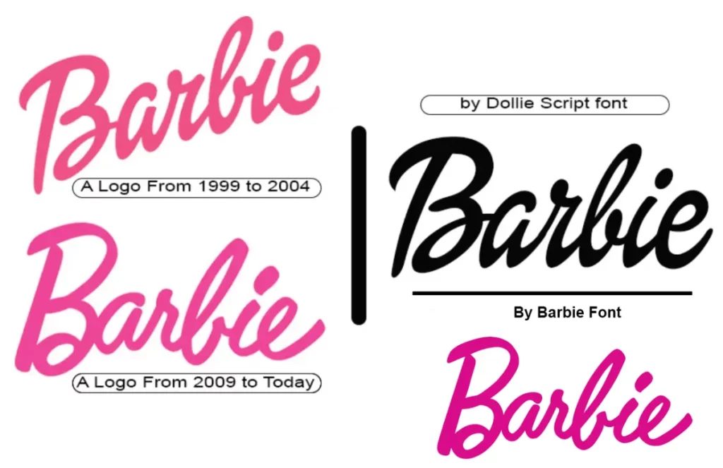 Barbie-font-1999-and-2009-vs-similar-Dolle-Script-and-Barbie-font