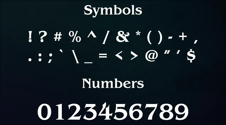 ITC Benguiat Font Symbols