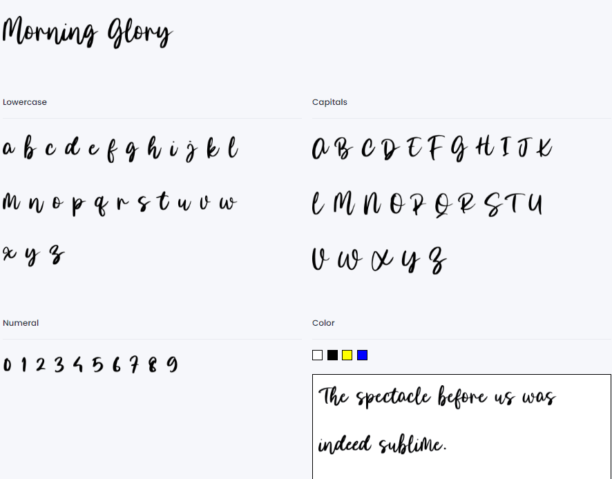 Specimen-of-Morning-Glory-Font