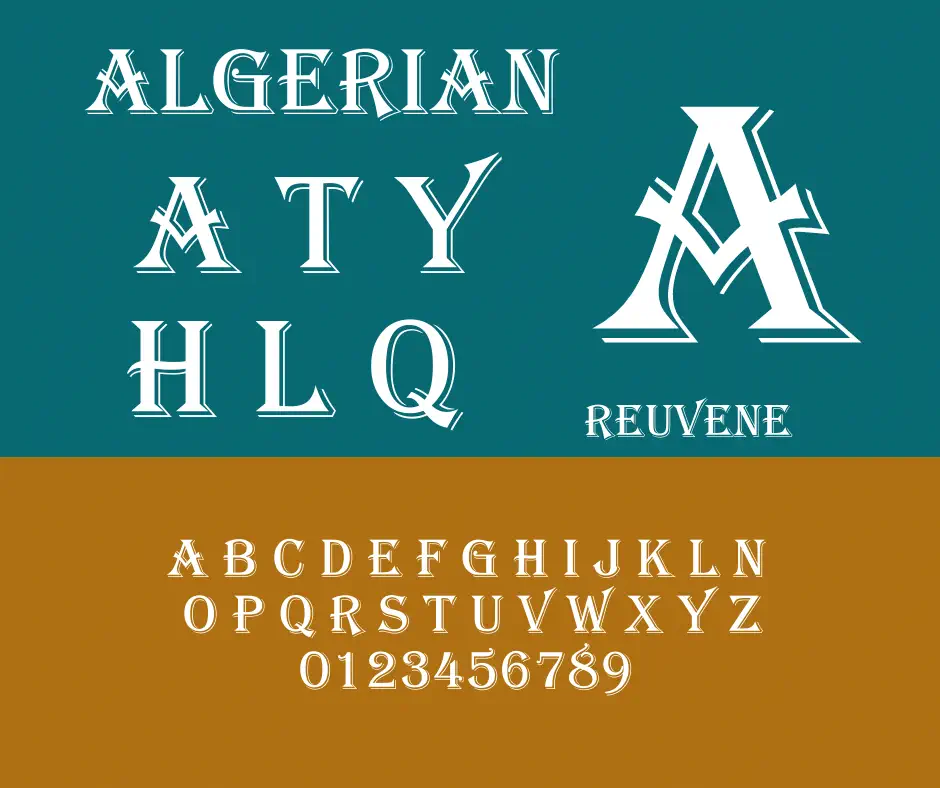 Algerian Font Character Map