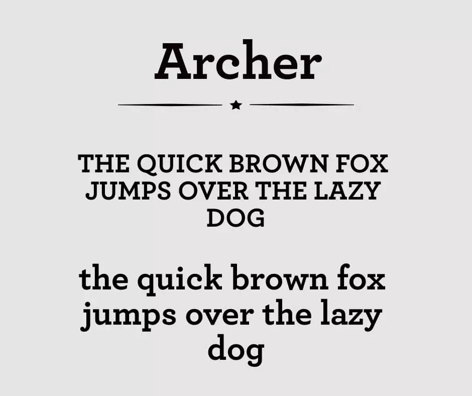 Archer Font Character Map