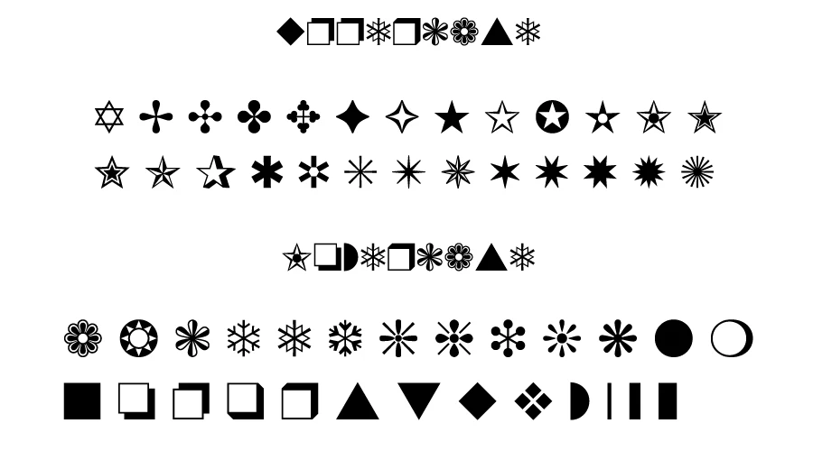 ITC Zapf Dingbats font character map