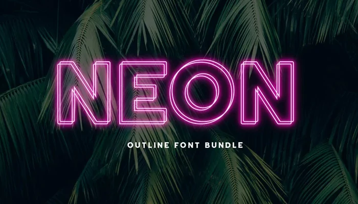 Neon Outline Font Bundle download