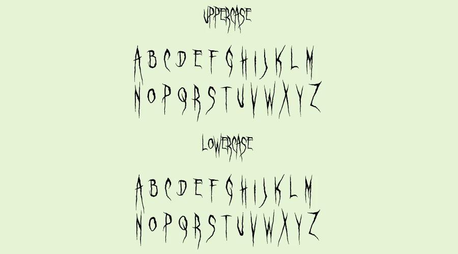 Ghastly Panic font Character map
