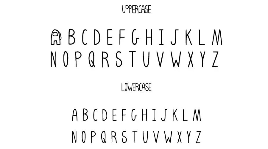 Among Us Font Character map