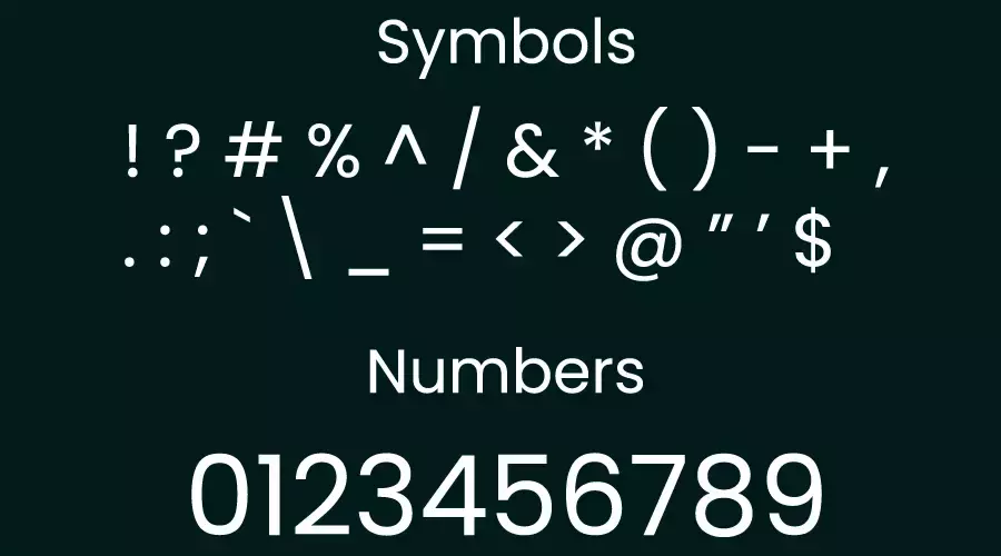 Poppins Font Family Symbols