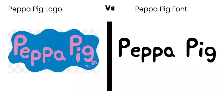 Peppa pig logo vs Peppa pig font