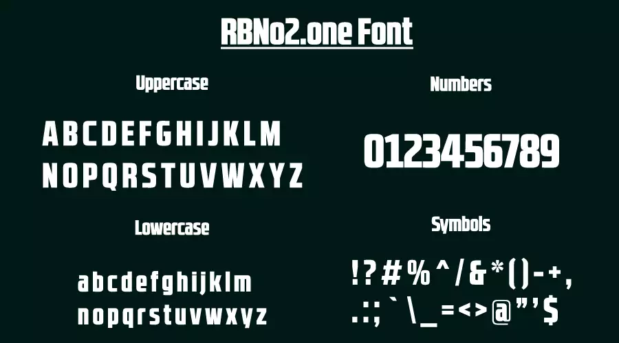 RBNo2.one Font Character map