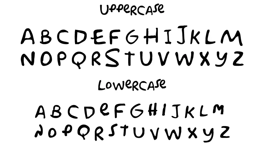 Simpson Font Character map