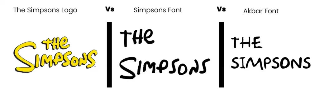 Simpsons logo vs simpsons font vs akbar font
