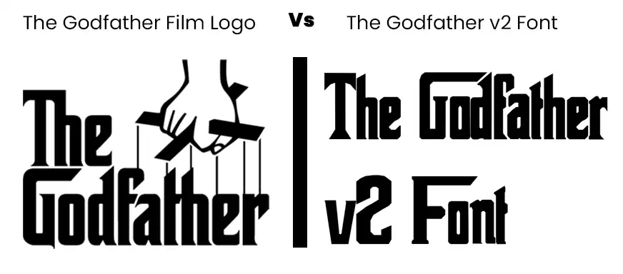 The Godfather film logo vs The godfather v2 font
