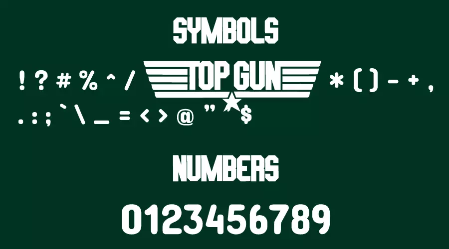 Top Gun Font Symbols