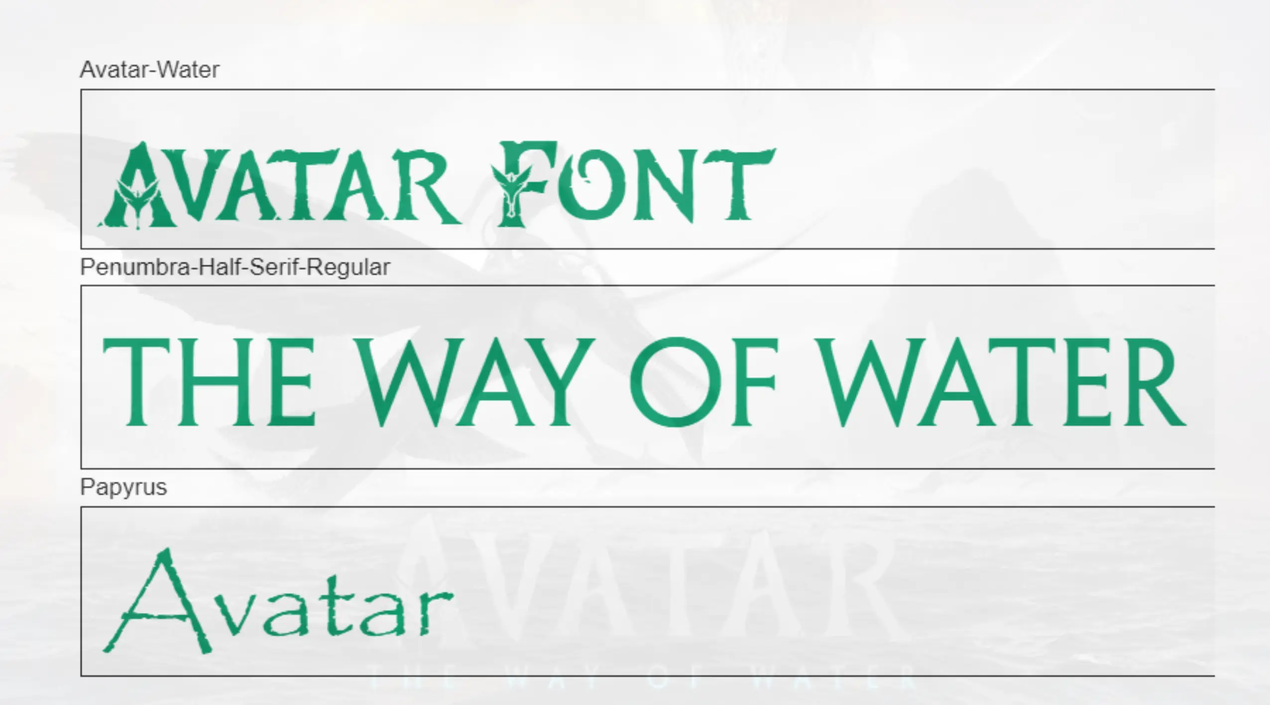 Avatar The Way of Water Logo Font