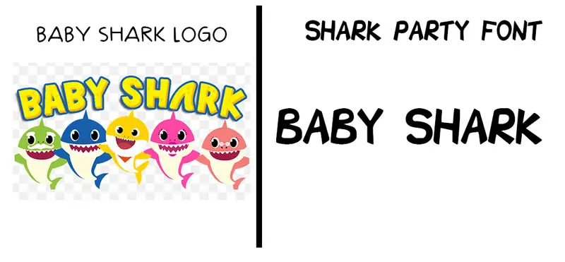 Baby Shark Logo vs Shark Party font