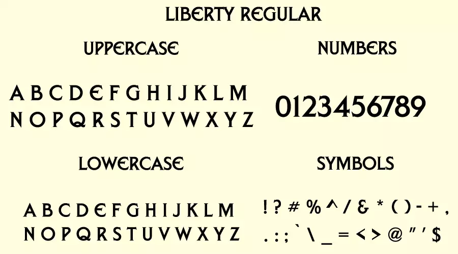 Liberty Regular font Character map