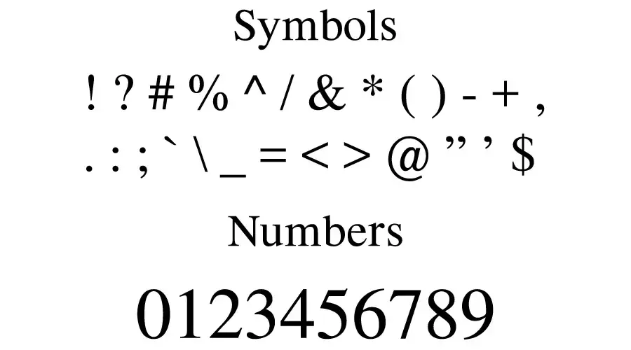 Times Newer Roman Font Symbols