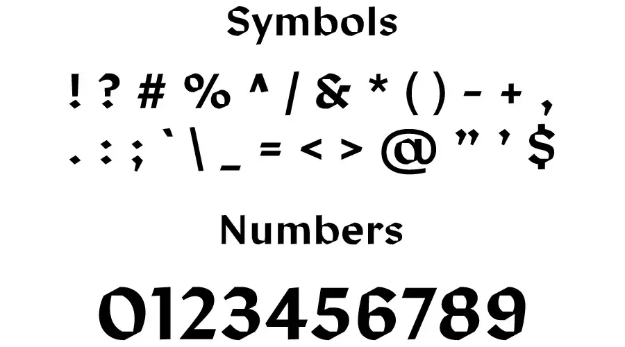 manofa regular Font Symbols