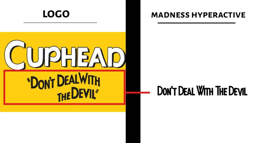Cuphead logo vs madness hyperactivet similarity- example