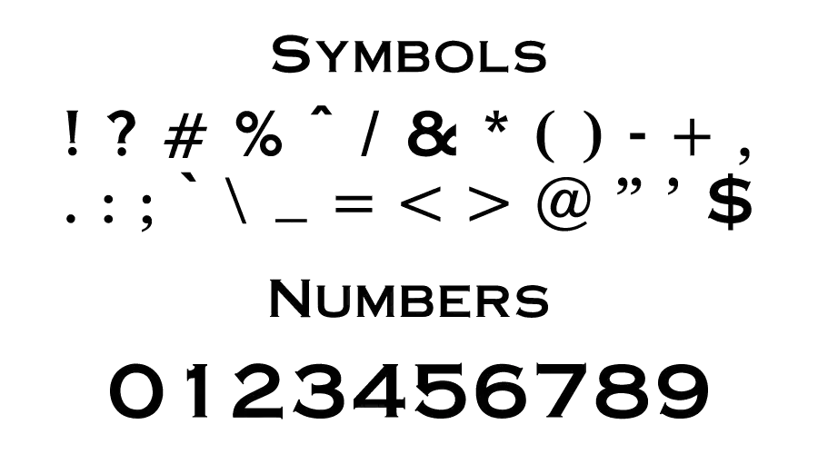 Copperplate Font Symbols