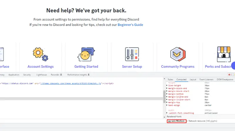 gg sans font use in discord website in dev inspect mood.