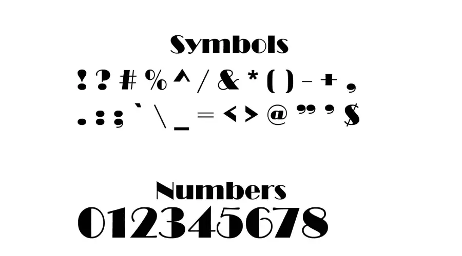 Broadway Font Symbols