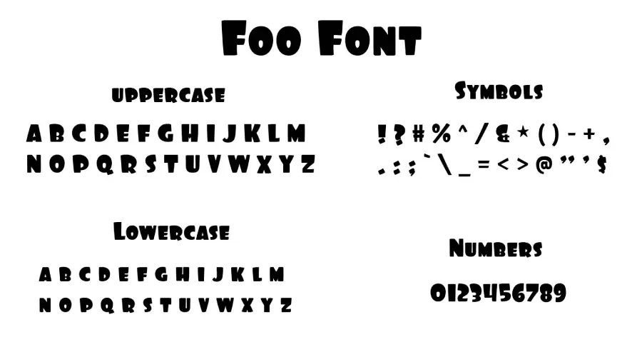 Foo Font Characters and Symbols