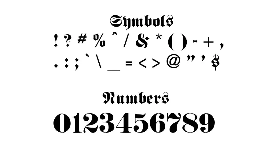 Fraktur Regular Font Symbols View