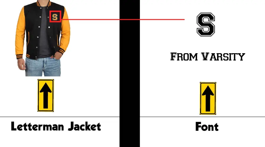 Letterman Jacket and Varisty font similarity example