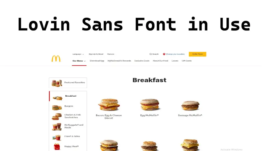 Lovin Sans Font used in mcdonalds website