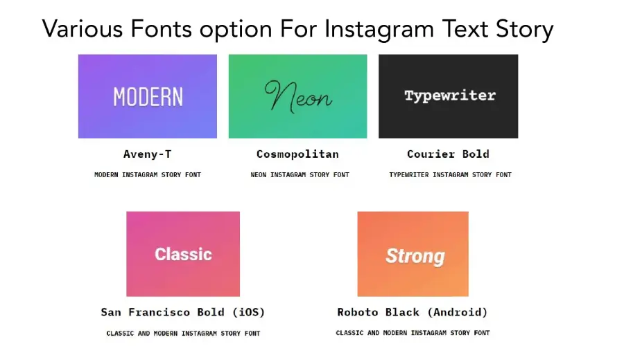 Multiple Fonts option For Instagram Text Story