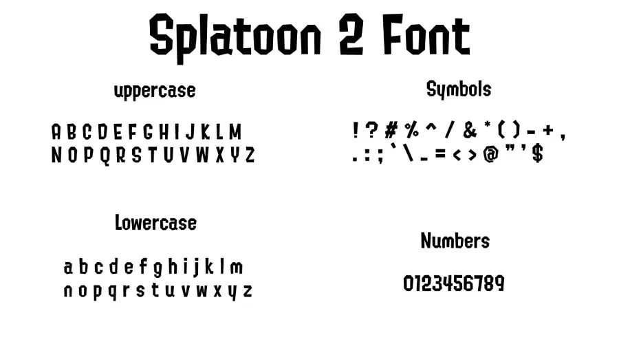 Splatoon 2 Font Characters and Symbols