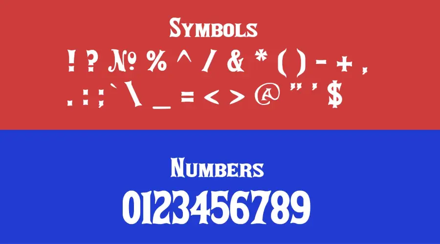 Backwoods font symbols