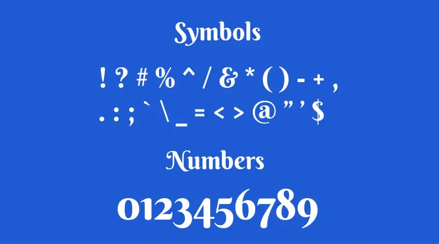 Berkshire Swash Font Symbols