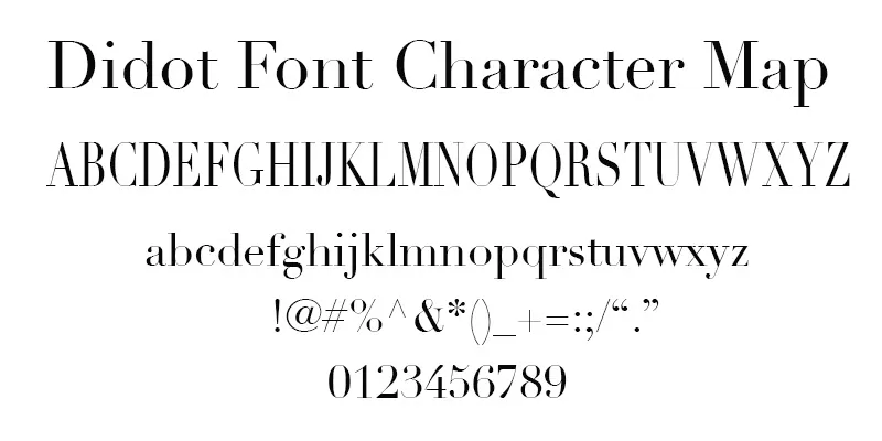 Didot Font Character Map
