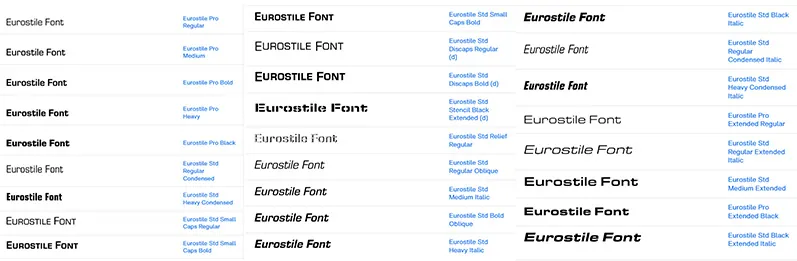 Eurostile Font Family Preview
