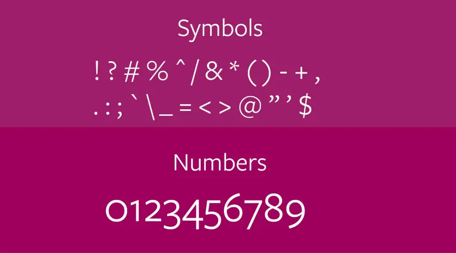 Freight Sans Font Symbols