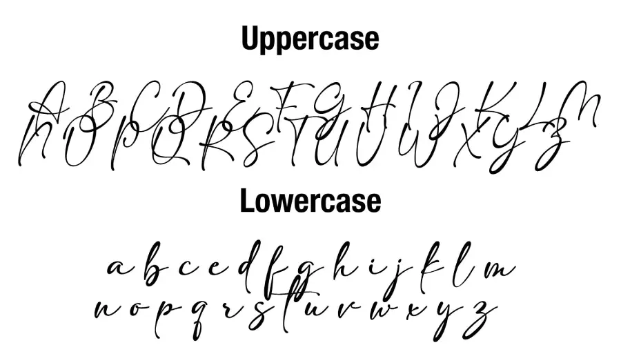 Adelia font character map
