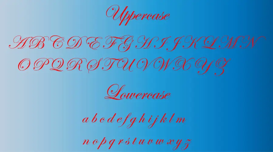 Edwardian Script Font Characters View