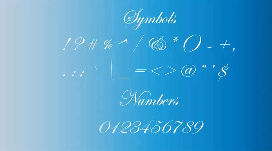 Edwardian Script Symbols Font View