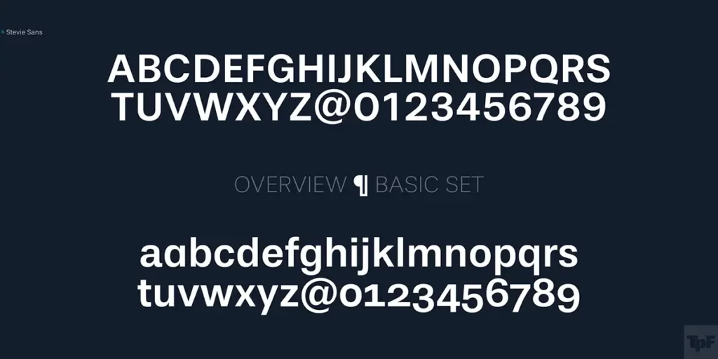 Stevie Sans fonts characters and numbers