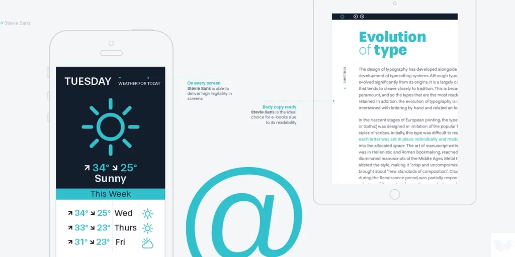 Stevie sans font in use