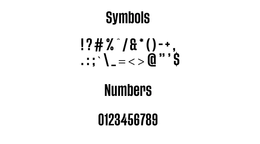 Tusker Grotesk Font Symbols