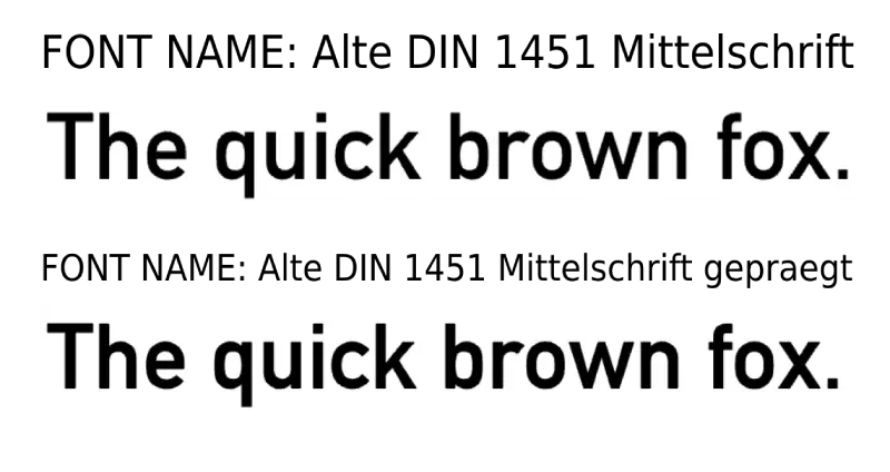 Alte DIN 1451 Mittelschrift font specimen