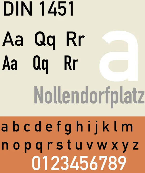 DIN 1451 font specimen