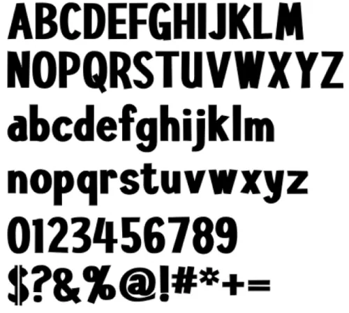 Diffie Heavy font character map