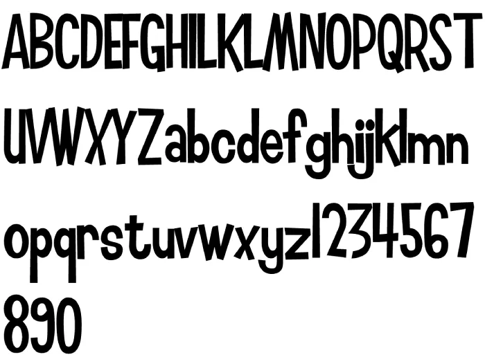 Smilage font character map